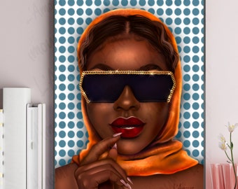 Black Woman Art | Black Beauty | Jet Setter Art | Black Drawing | Wall Decor | African American | Wall Decor