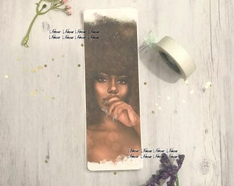 Afro Black Girl Bookmark: Laminated Card Stock, Handmade