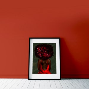 Afro Wall Art Goddess | Black Woman Art Print | Black Illustration | African American | Living Room | Bedroom Art | Natural Hair Art