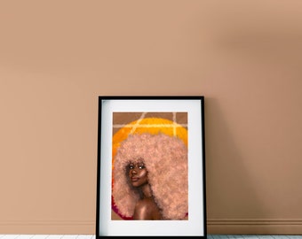 Black Woman Art Print | Natural Hair Art | Blonde Afro Goddess | Black Illustration | African American Wall Decor | Living Room Decor