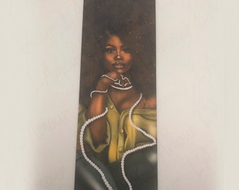 Black Girl Bookmark: Afro Woman with Pearls