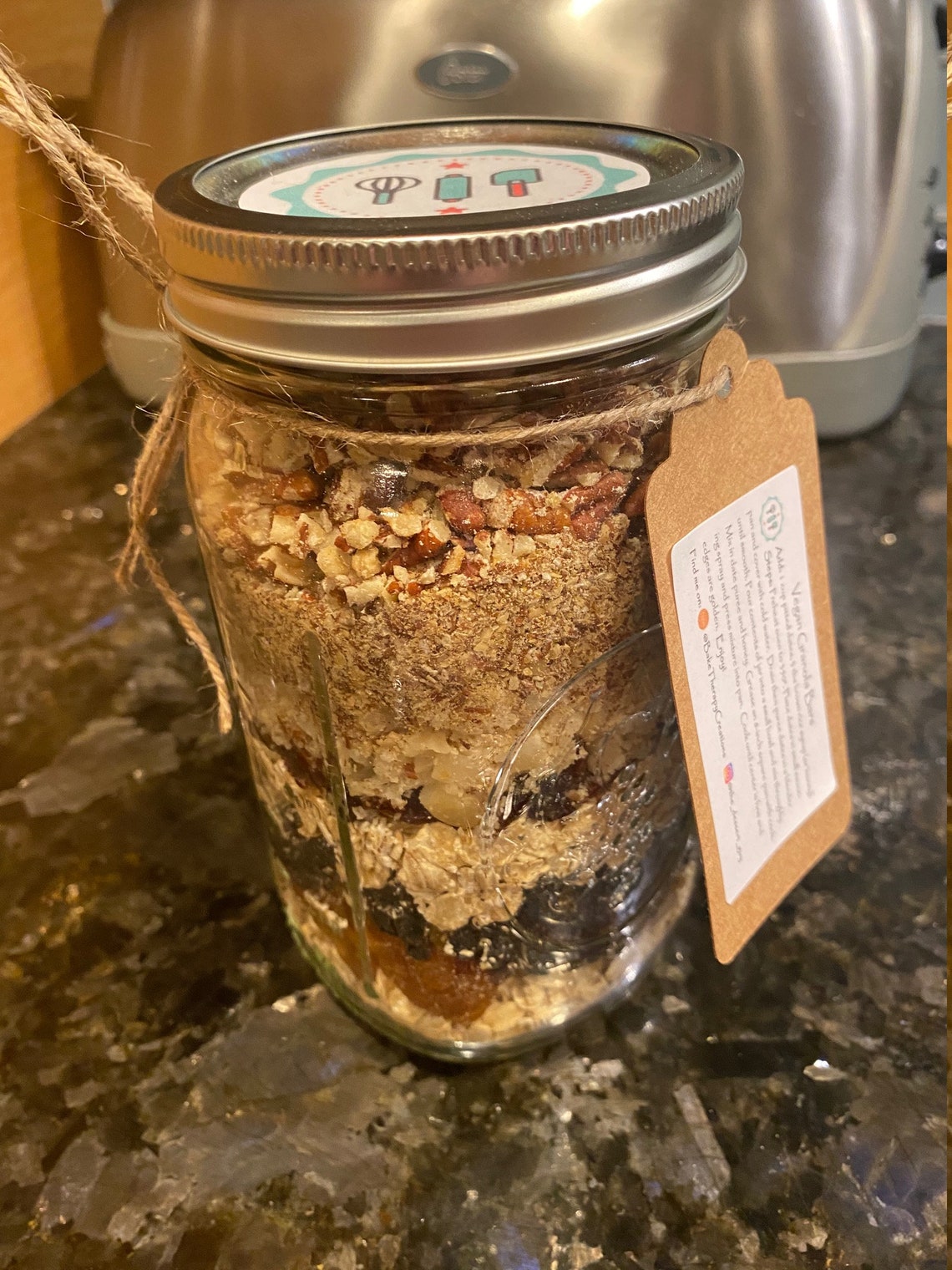 Vegan Granola Bars Mix in a Mason Jar Etsy