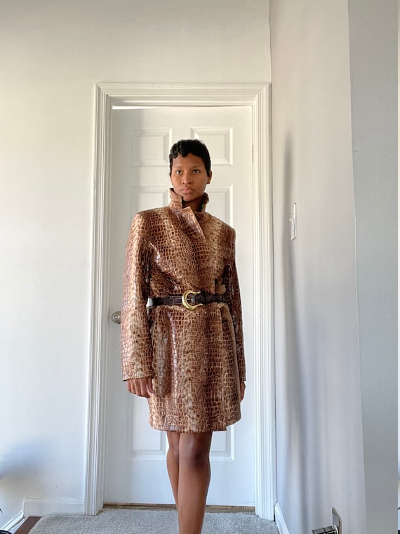 Faux Alligator trench coat