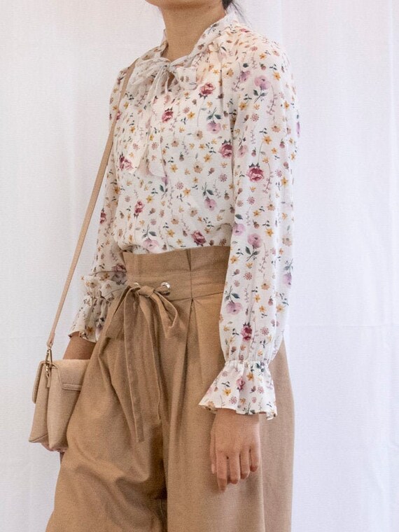 Vintage Floral Chiffon Blouse
