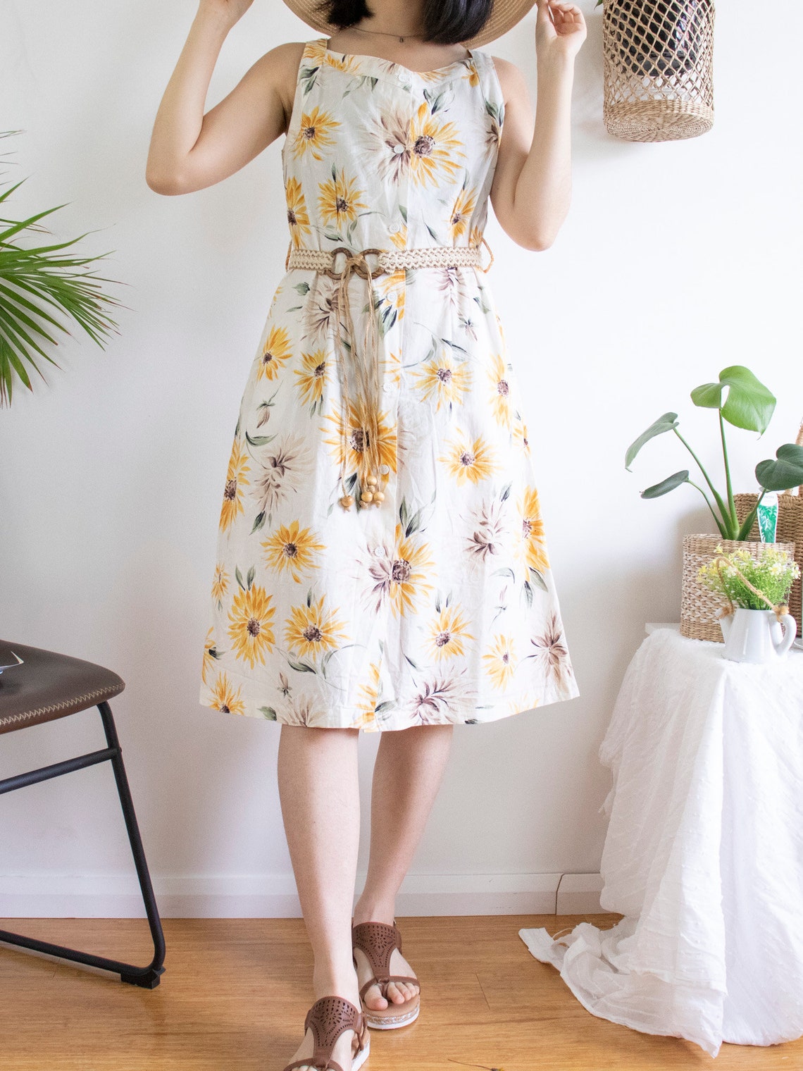 Sunflower Floral Vintage Dress
