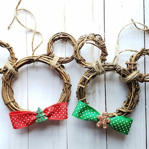 Christmas Mickey Mouse Wreath Ornament/Customize Your Own