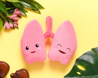 Peluche de pulmón anatómico de Nerdbugs: ideal para neumólogos, terapeutas respiratorios, pacientes con cáncer de pulmón, enfermeros de neumología y estudiantes de medicina.