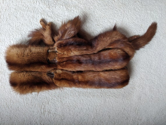 Vintage Marten Fur Stole, 3 Pelts, Rich Caramel B… - image 3