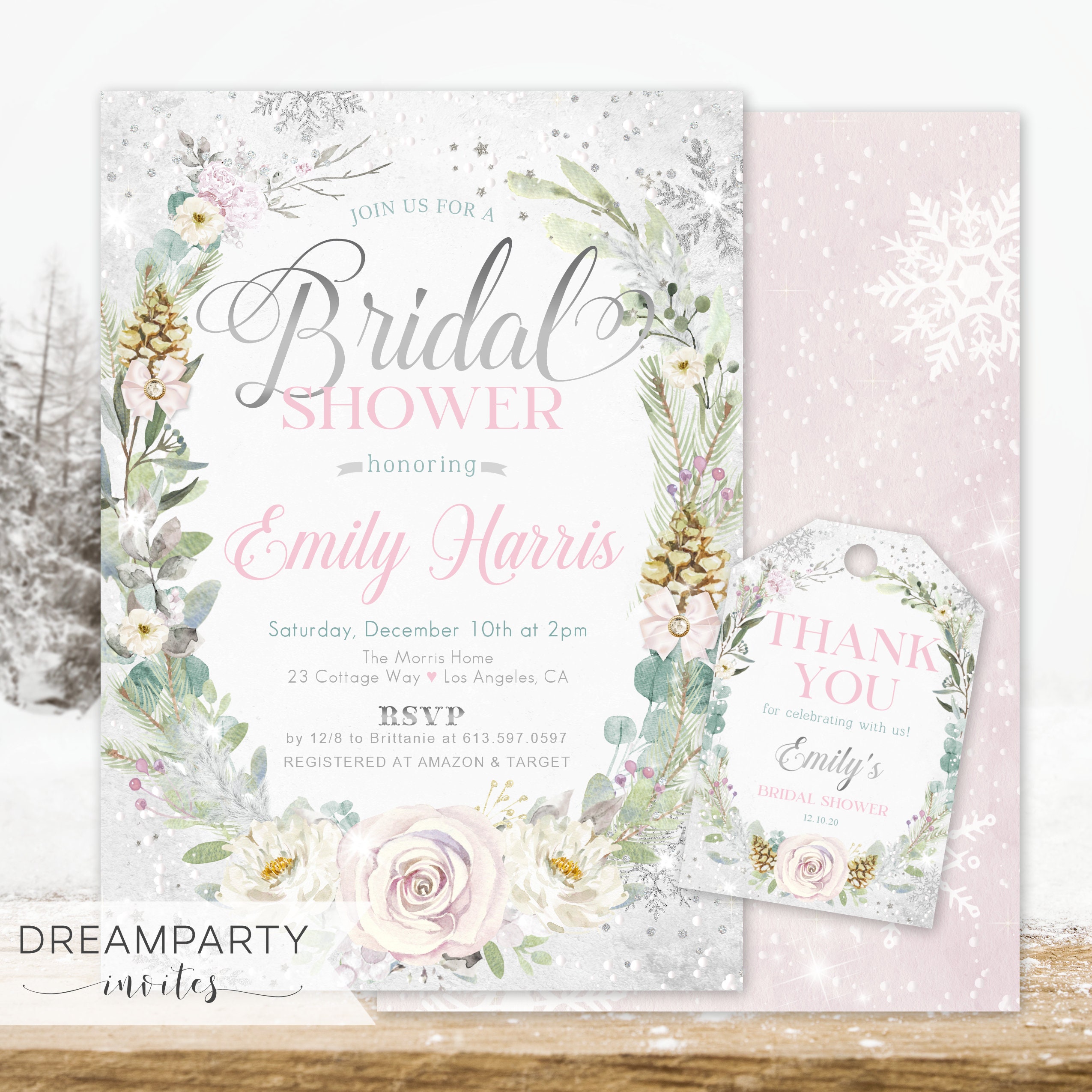 Winter bridal shower invitation Winter wonderland bridal | Etsy