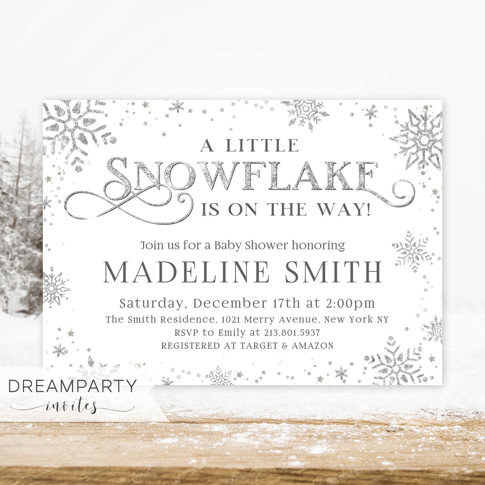 Snowflake Baby Shower Invitation a Little Snowflake is on the - Etsy