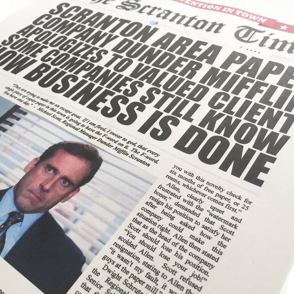 The Office Scranton Times Newspaper Headline Poster Dunder Mifflin