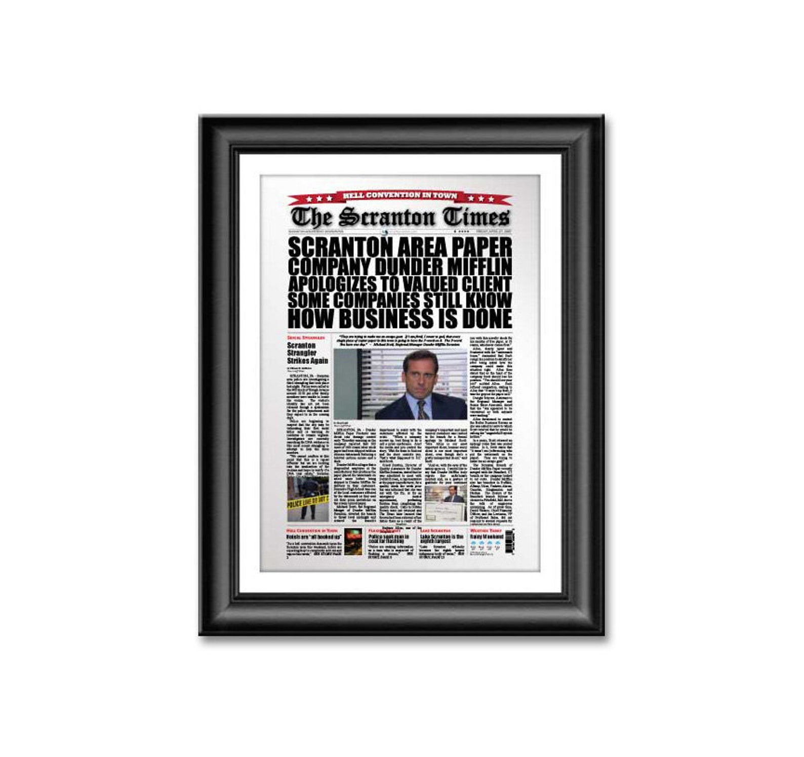 The Office Scranton Times Newspaper Headline Poster Dunder Etsy