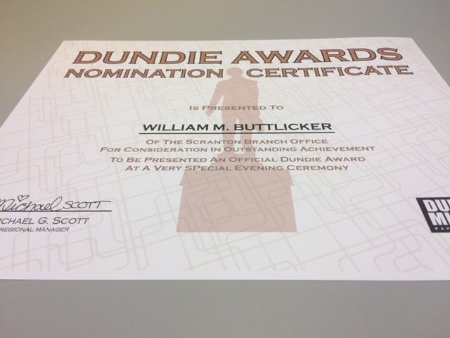 2 Dundie Award Nomination Certificates TWO Personalized The | Etsy