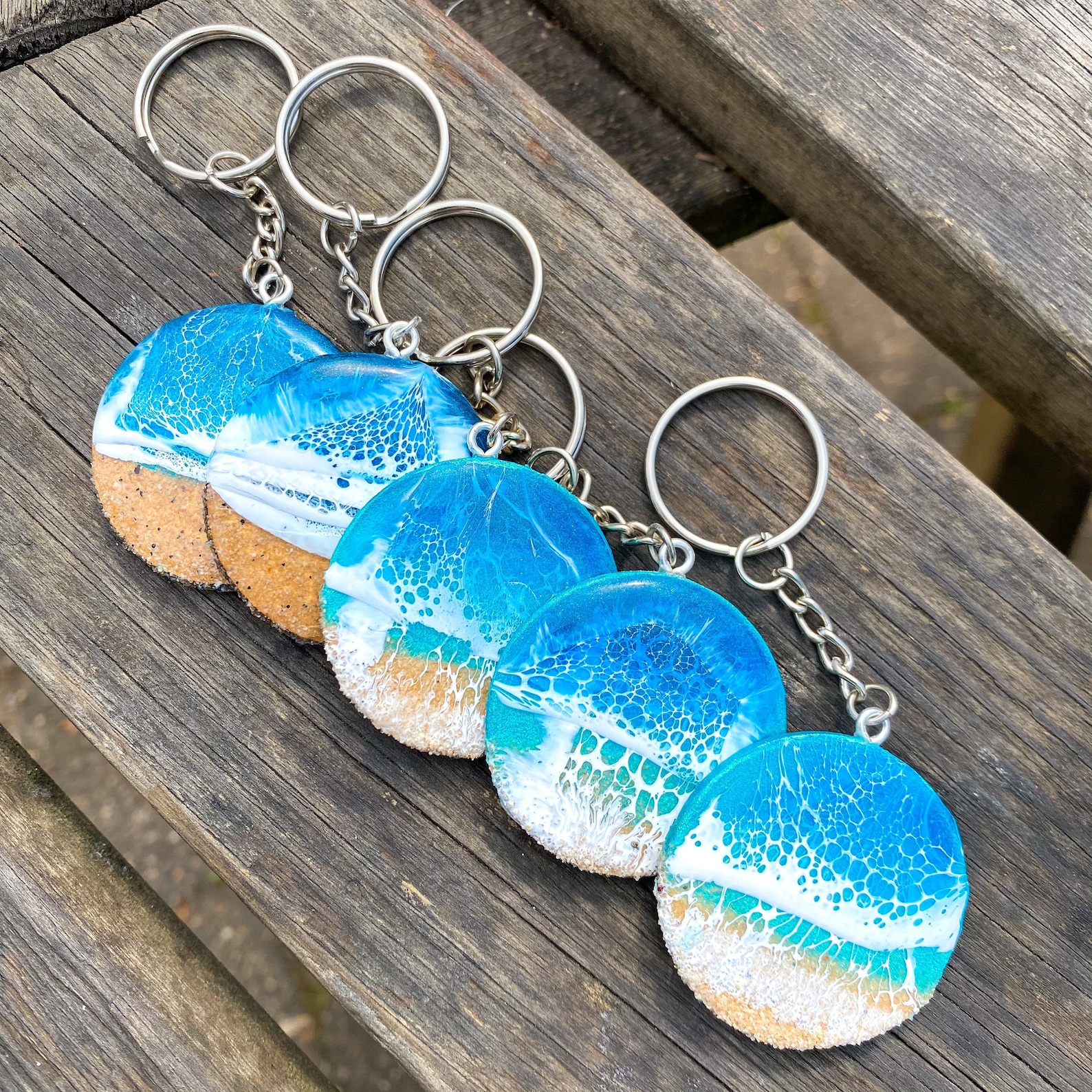 Resin Ocean Keyring / key chain Beach seaside accessories Etsy