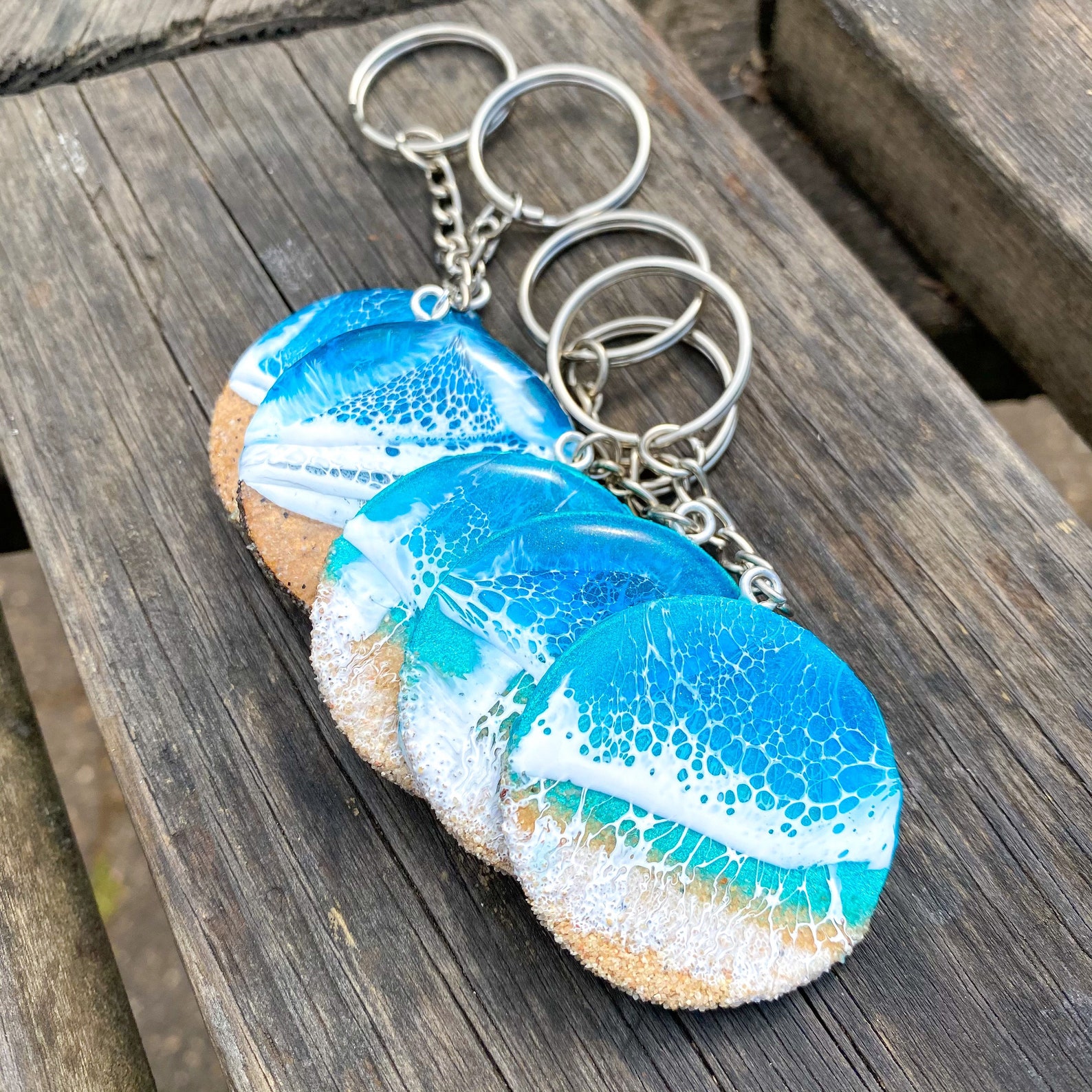 Resin Ocean Keyring / key chain Beach seaside accessories Etsy