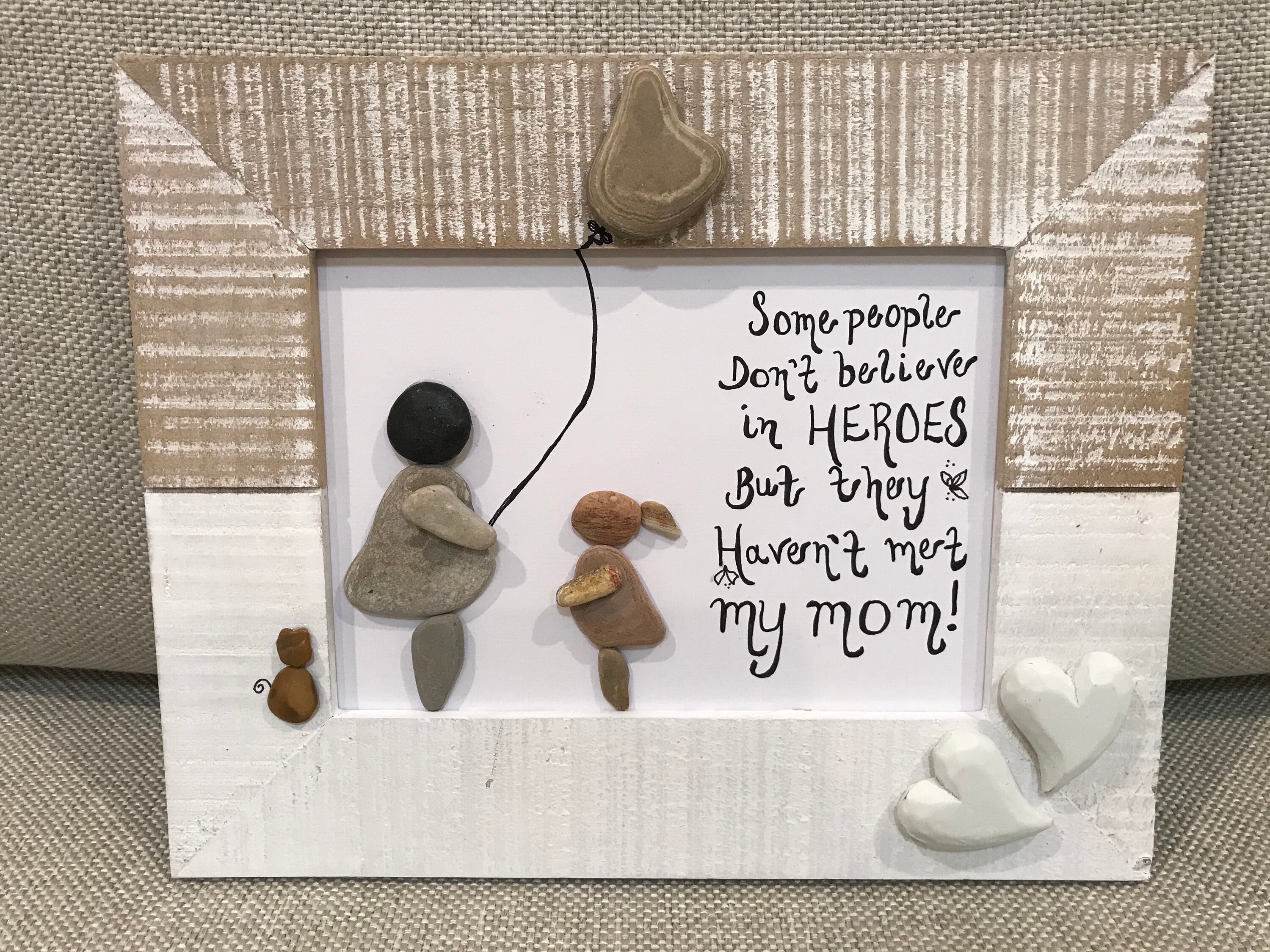 Hero Mom Pebble Art Collage Wall Decor Framed Artwork Etsy