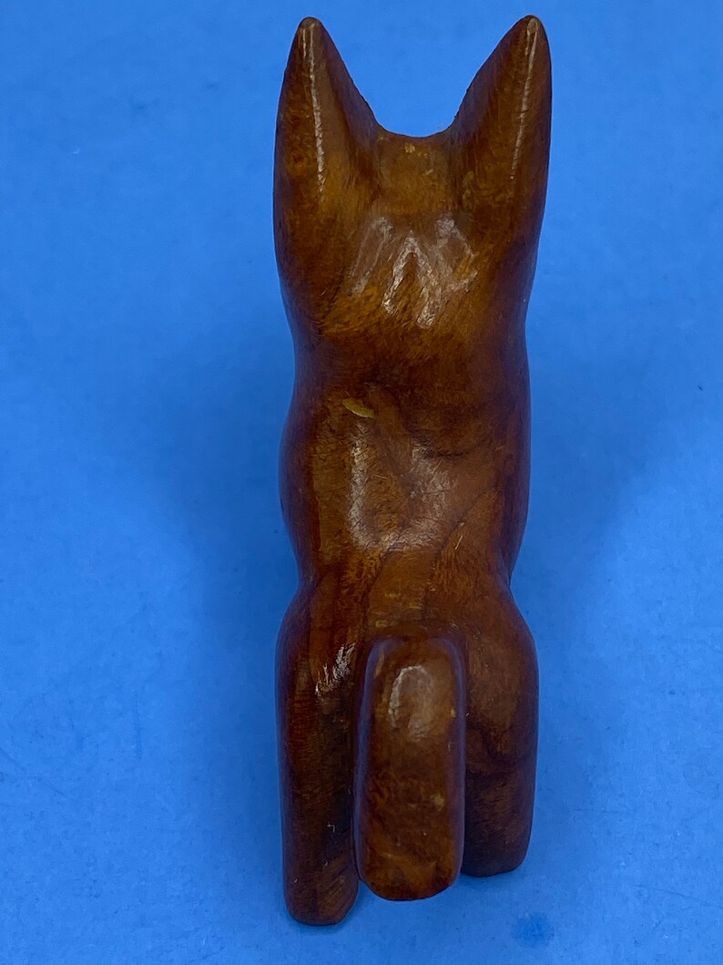Vintage Miniature Carved Wooden Scottie Dog Signed Figurine