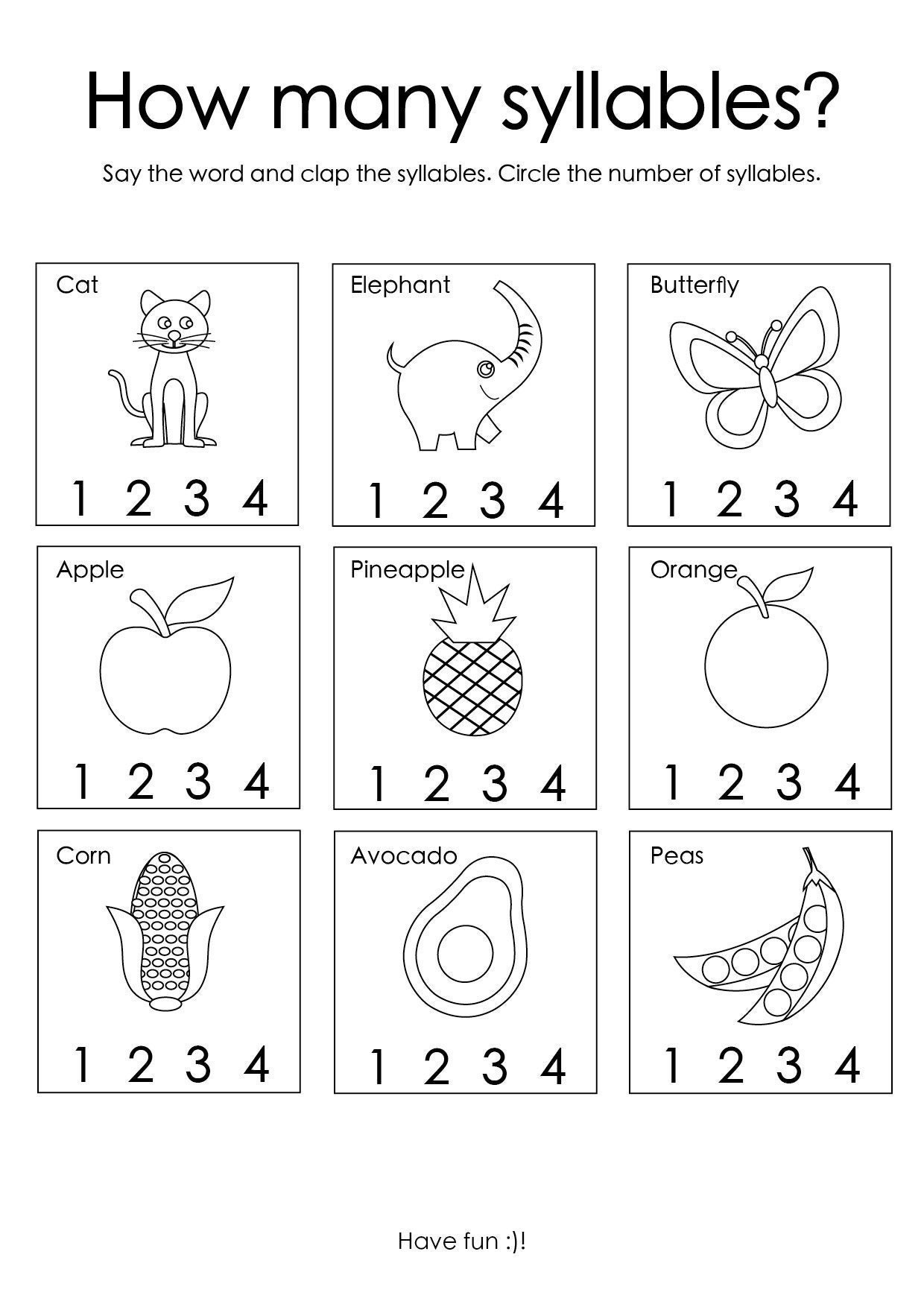 How Many Syllables Kindy Worksheet Etsy