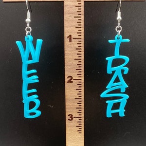 Earrings Weeb Trash Text Dangle