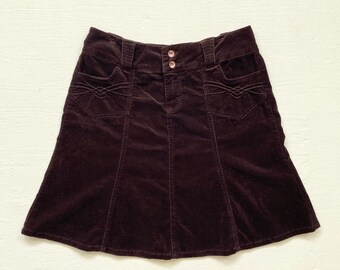 Y2K Rewind Brown Corduroy Flare Skirt, Size 9