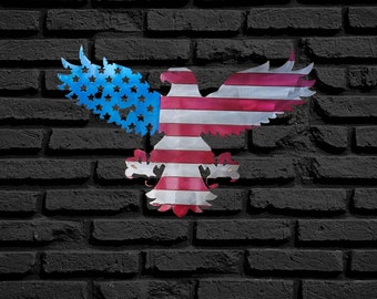 American Eagle, American Flag Eagle, Patriotic Decor, Eagle Decor, USA decoration, American Flag, Metal Wall Art