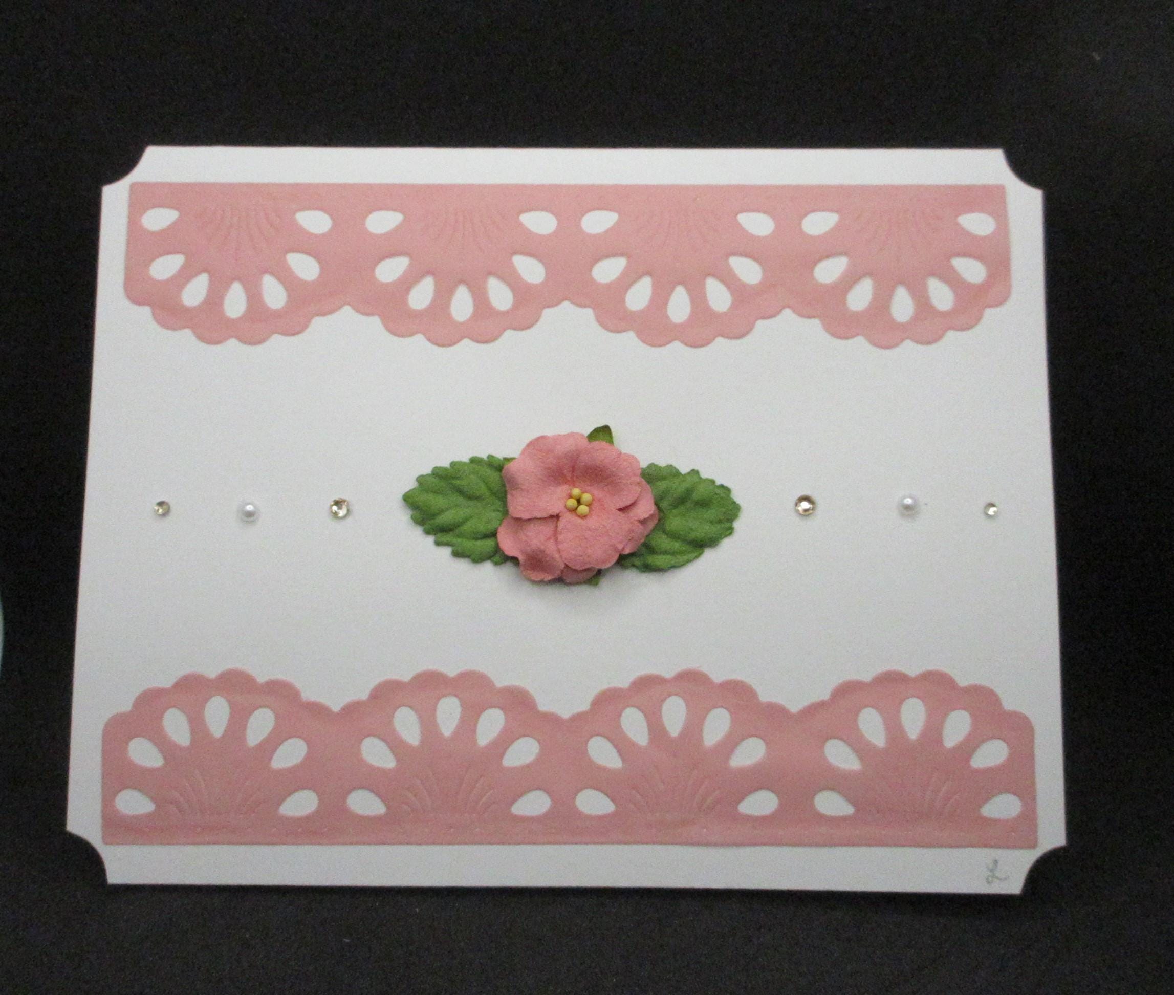 Flower Card With Pink Scallops and Rhinestones - Etsy