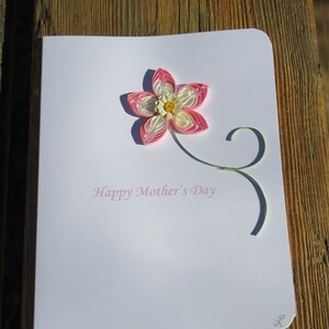 Alles Gute zum Muttertag|eine Blume für Mama|Rosa Blume|3D|Handarbeit|Quilling|Einfachheit