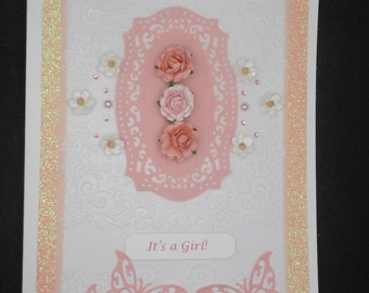 New Baby Girl Card, Handmade