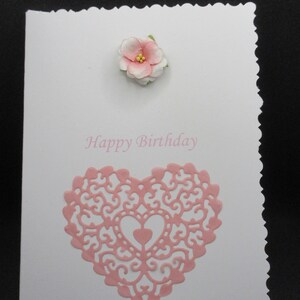 Dolce biglietto d&#39;auguri rosa, fatto a mano