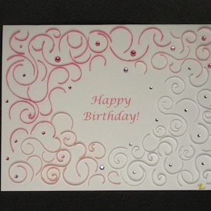 Pink Frosting Swirls ombre verjaardagskaart, handgemaakt