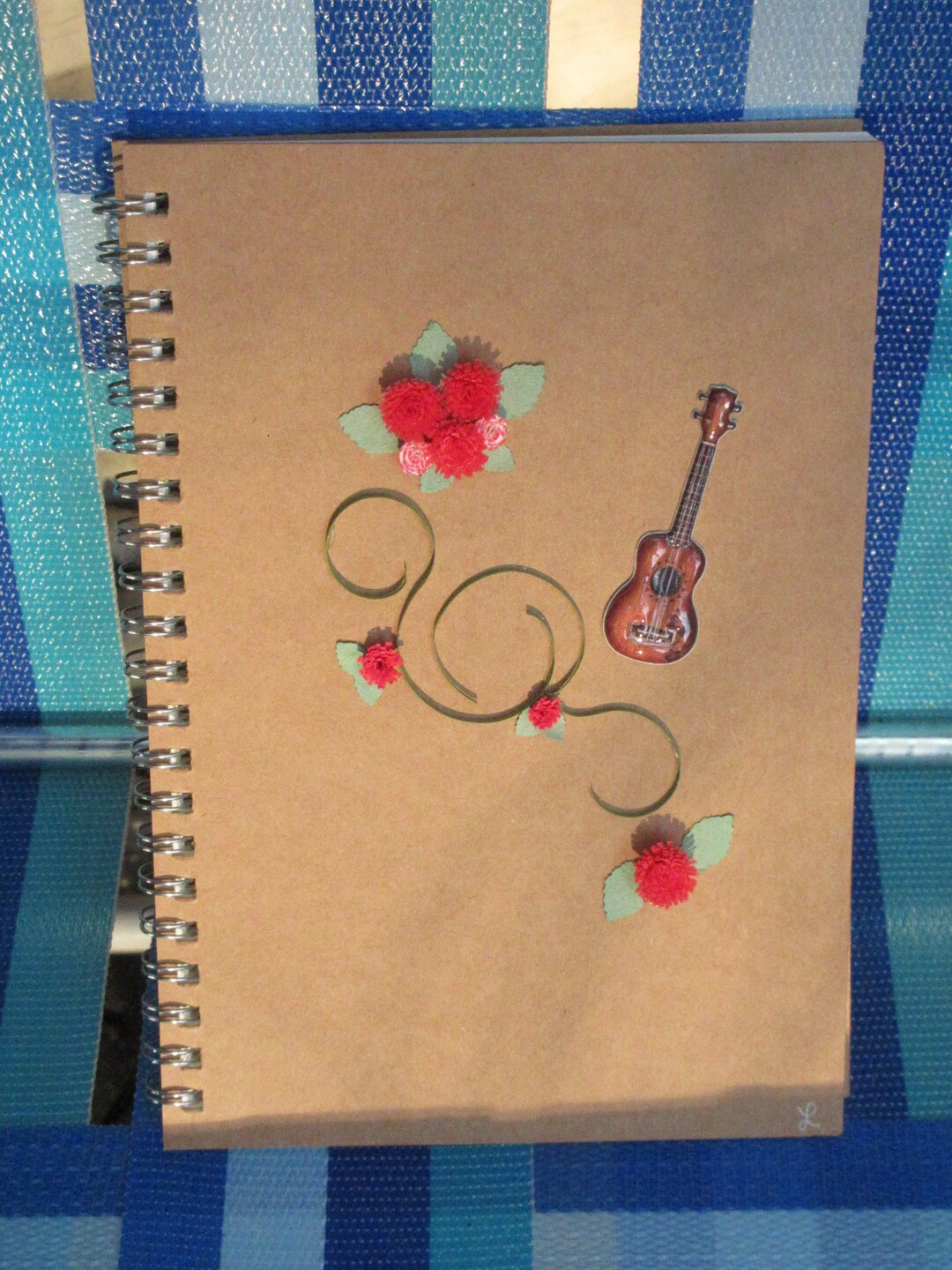 Guitar and Flowers Notebook, Handmade - Etsy