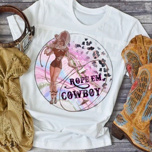 Western Cowgirl Rope Em Cowboy Rodeo Trendy Sublimation Design Download PNG