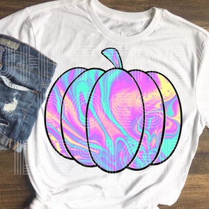 Tie Dye Holographic Pumpkin Sublimation Design Download PNG