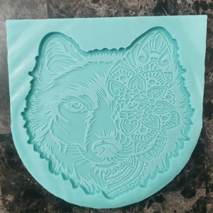 7 inch tribal half face wolf mold