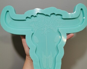 Molde/molde de caveira de vaca floral, molde de decoração de parede 8,5 polegadas