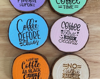 Porta-copos de madeira para biscoitos de café, decoração para casa
