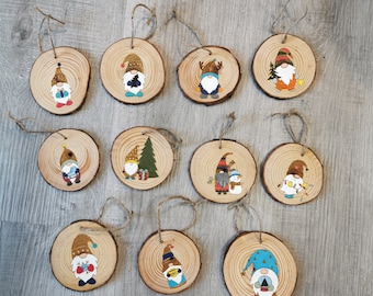 Gnome Christmas ornament wood cookies