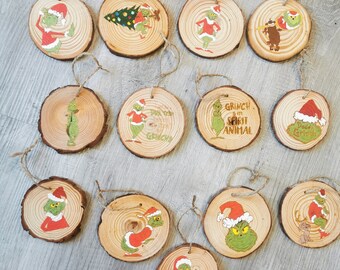 Grinch christmas ornaments wood cookies