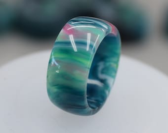Resin Ring,  Engagement Ring, Unique ring , Thumb Ring - Aurora Borealis