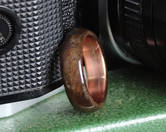 Walnut Burl and Copper Ring