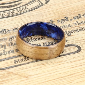 Wood Engagement Ring, Wood Wedding Ring, Walnut and Celluloid Ring