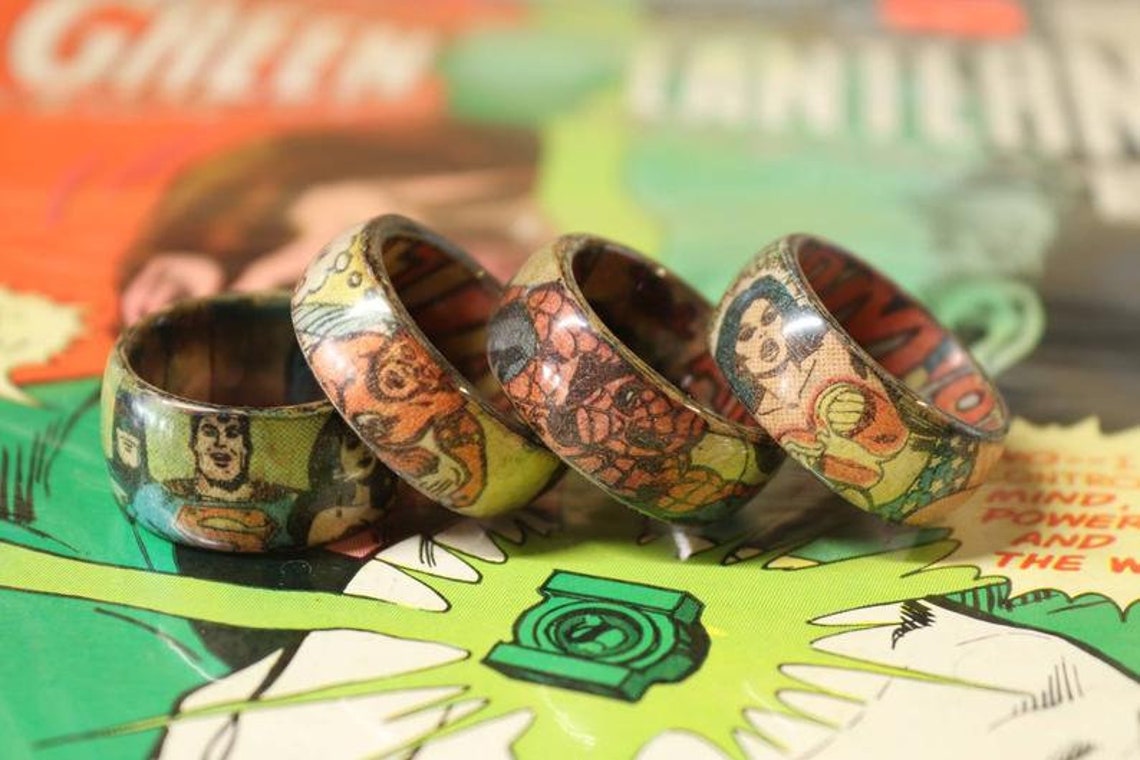 Comic Book Rings Superhero Wedding Jewelry with Ring Box | Etsy