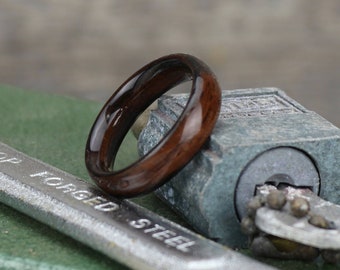 Anillo de compromiso de madera, anillo de boda de madera, anillo de madera de ébano de Macassar