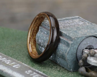 Anillo de compromiso de madera, anillo de boda de madera, ébano y anillo de madera Koa hawaiano