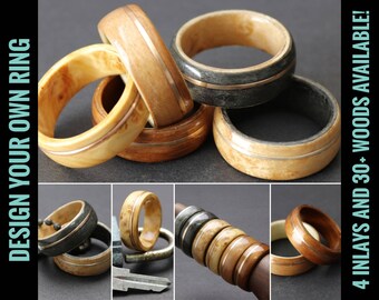 Bent Wood Ring With Wire Inlay, Wood Wedding Band, Wood Engagement Ring, Mens and Womens Wood Ring, Wood Resin Ring, Couple Rings, Promise