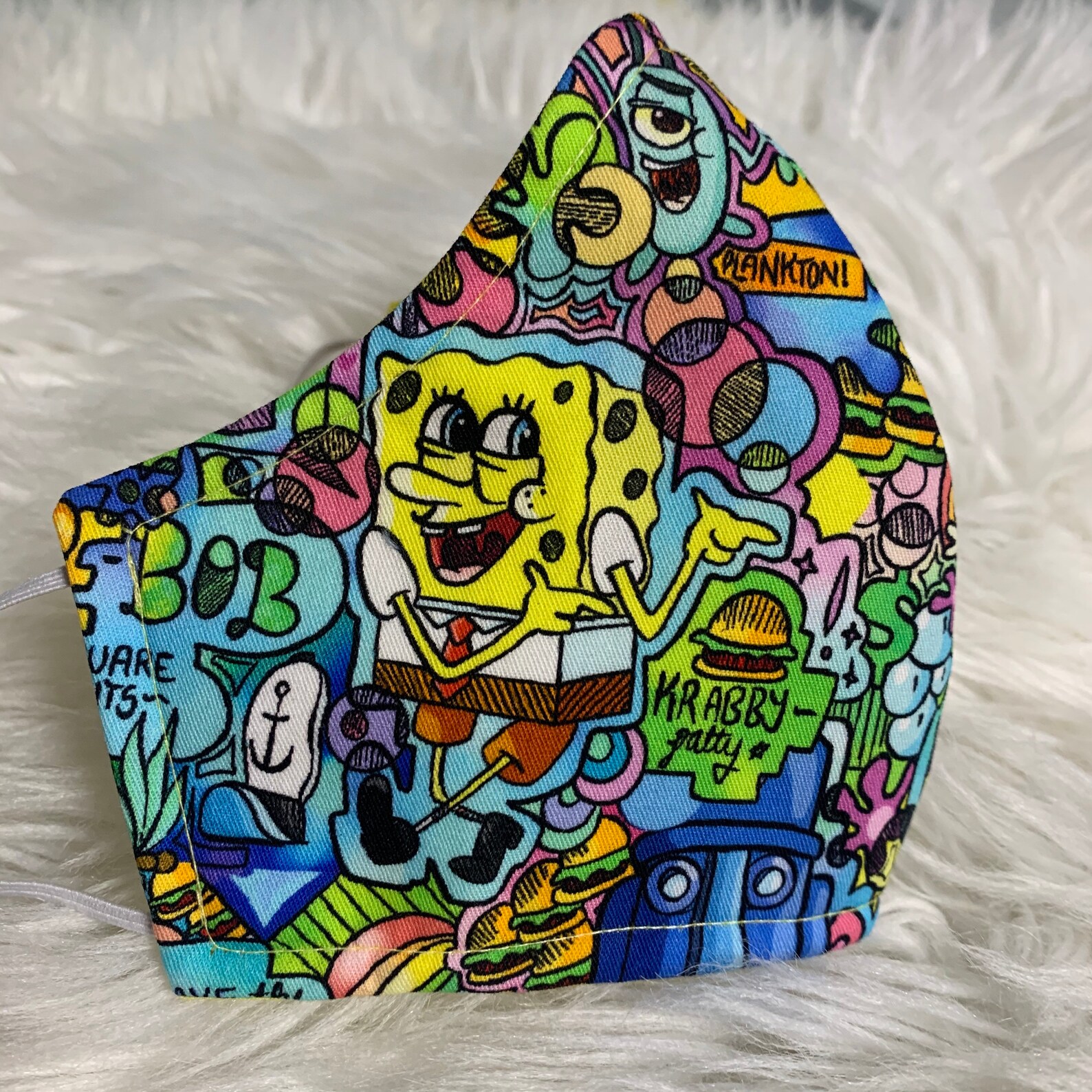 Máscara facial de Bob Esponja Mr. Krabs máscara facial correas Etsy