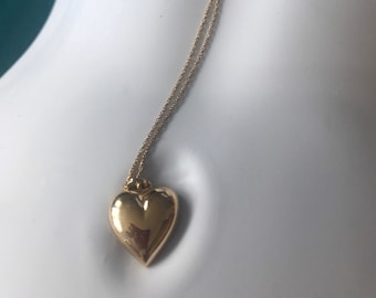 14 Karat gold puffy heart necklace