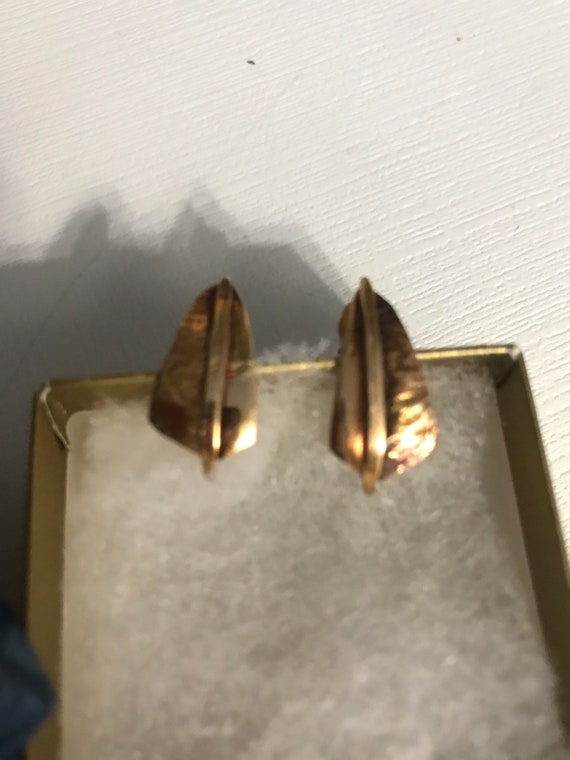 14 karat gold two tone post earrings - image 2