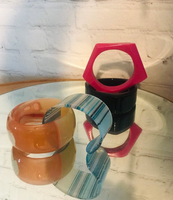 vintage 90's geometric resin bangles - image 1
