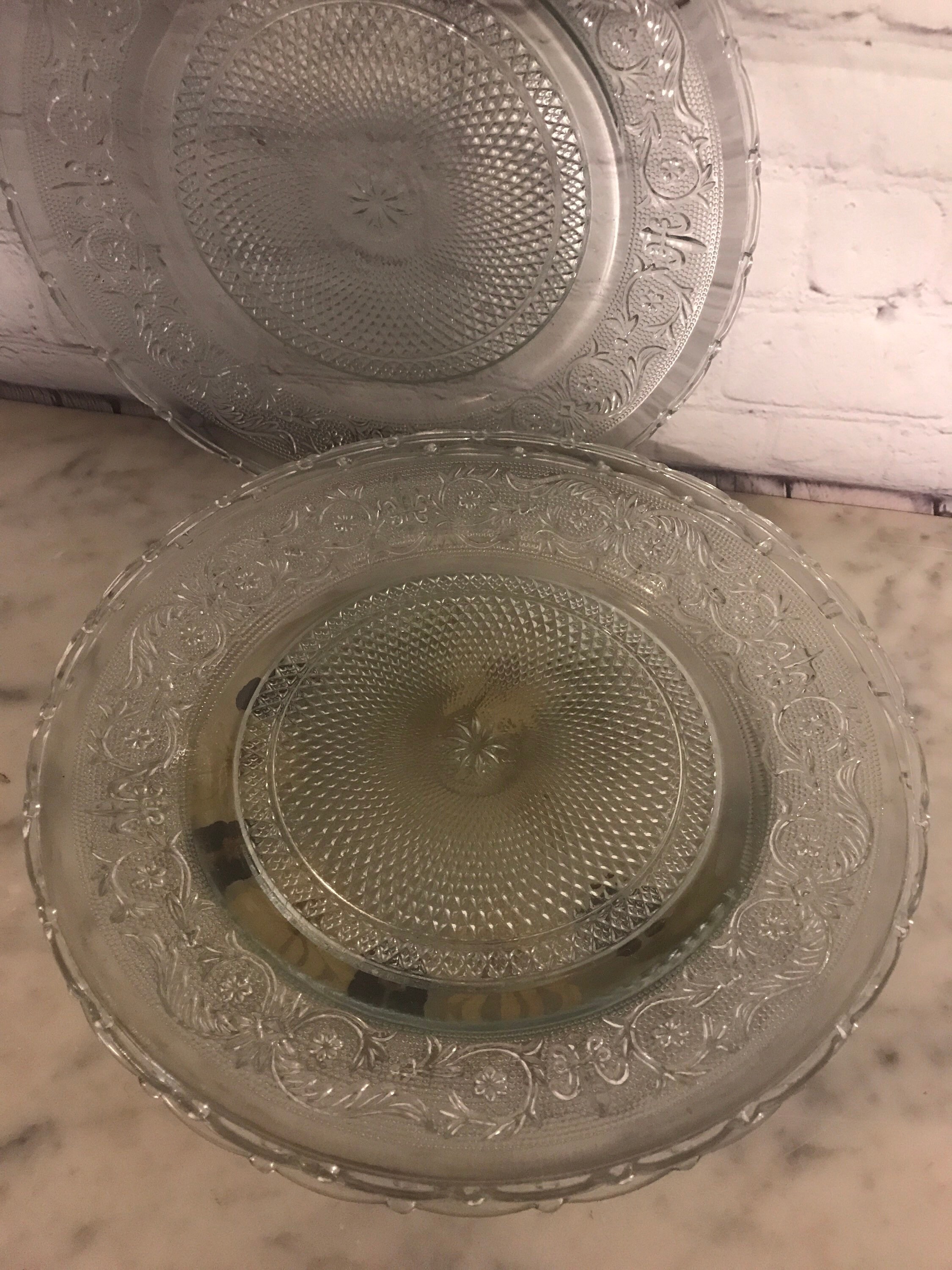 Vintage pressed glass serving platters Etsy